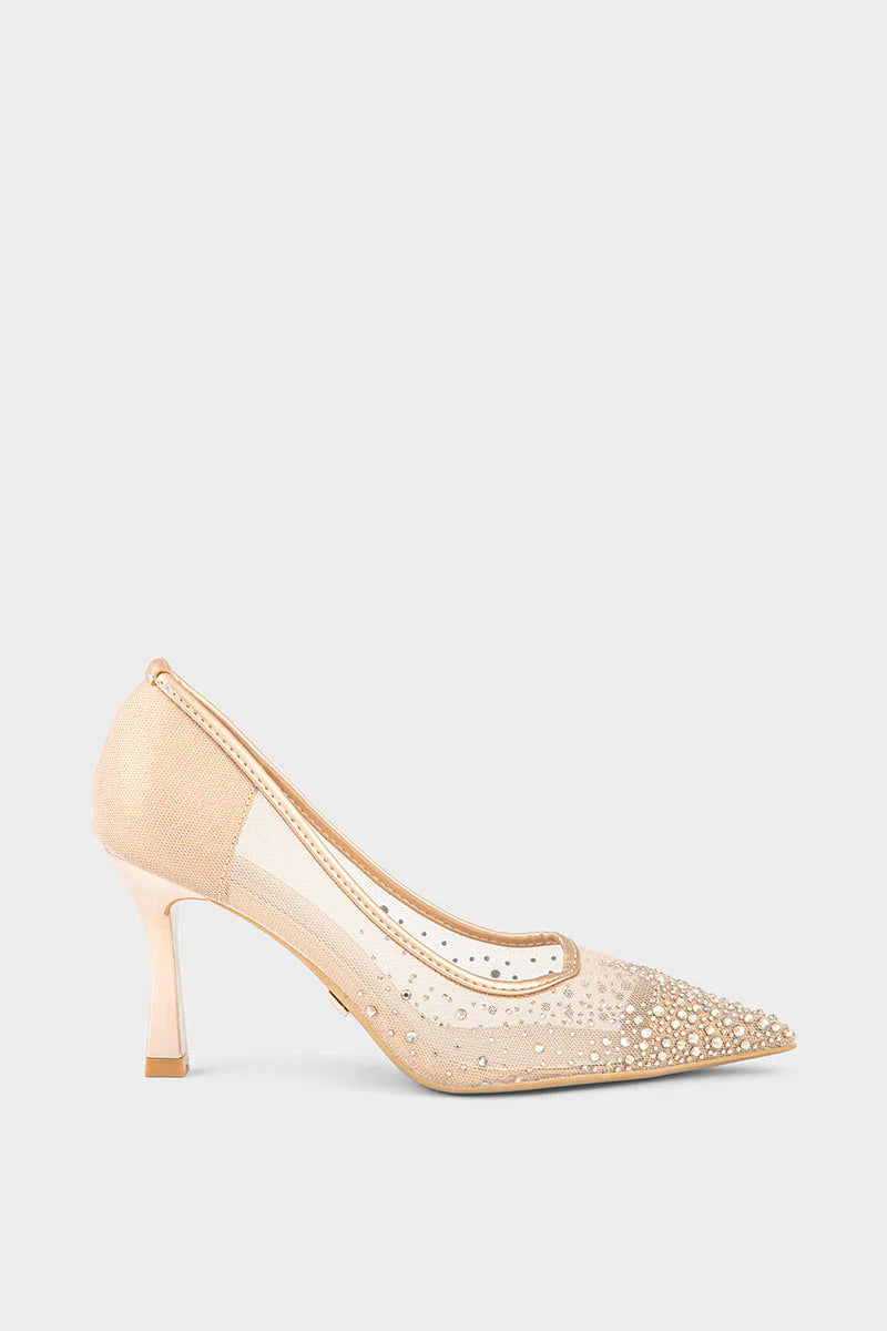 Women Gold Court Shoes | Stylish Party Wear Heels | ShehniStyle