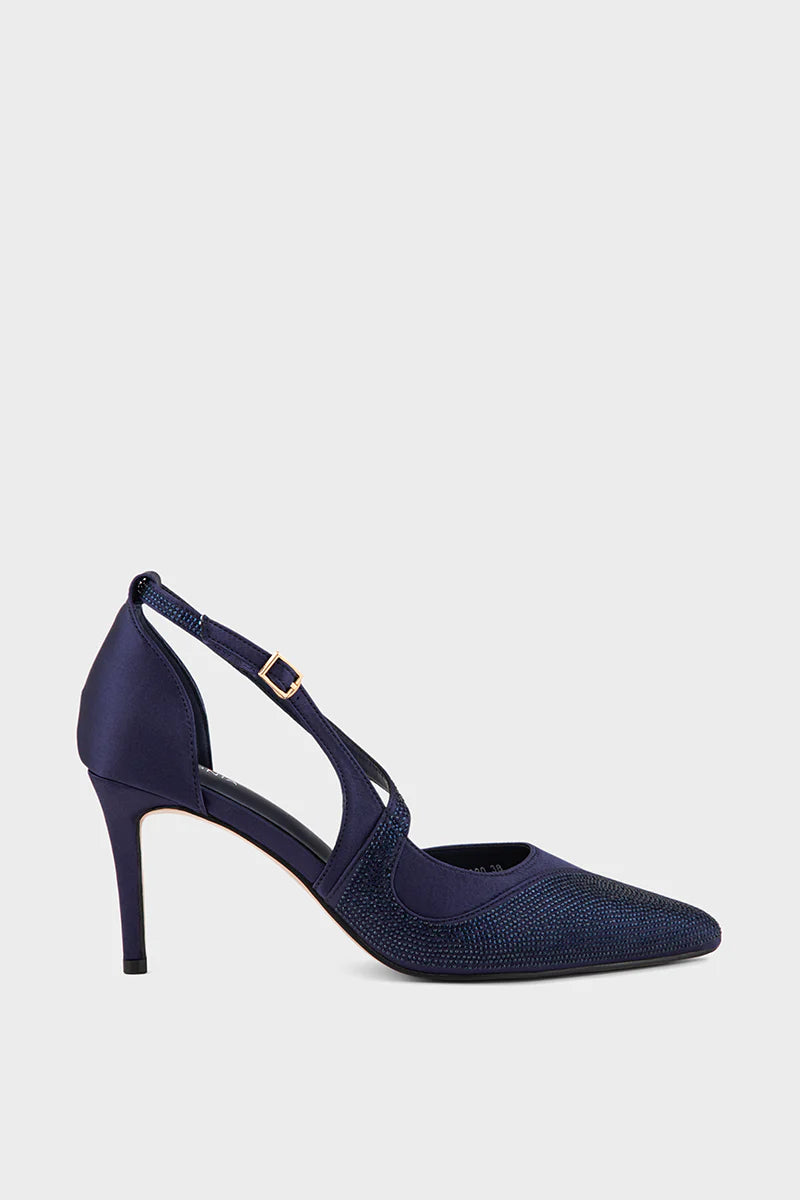 Women Navy Blue Court Shoes | Stylish Party Wear Heels | ShehniStyle