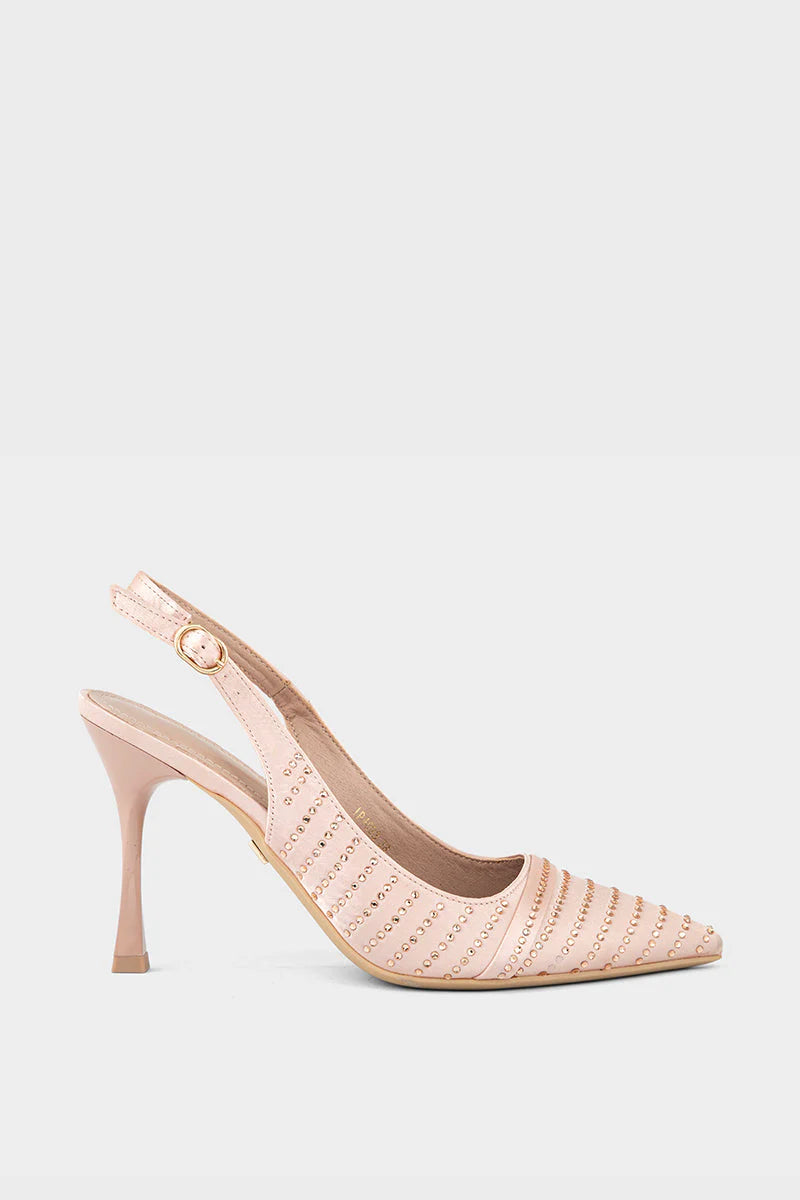 Women Tea Pink Sling Back Heels | Stylish Party Wear Shoes | ShehniStyle