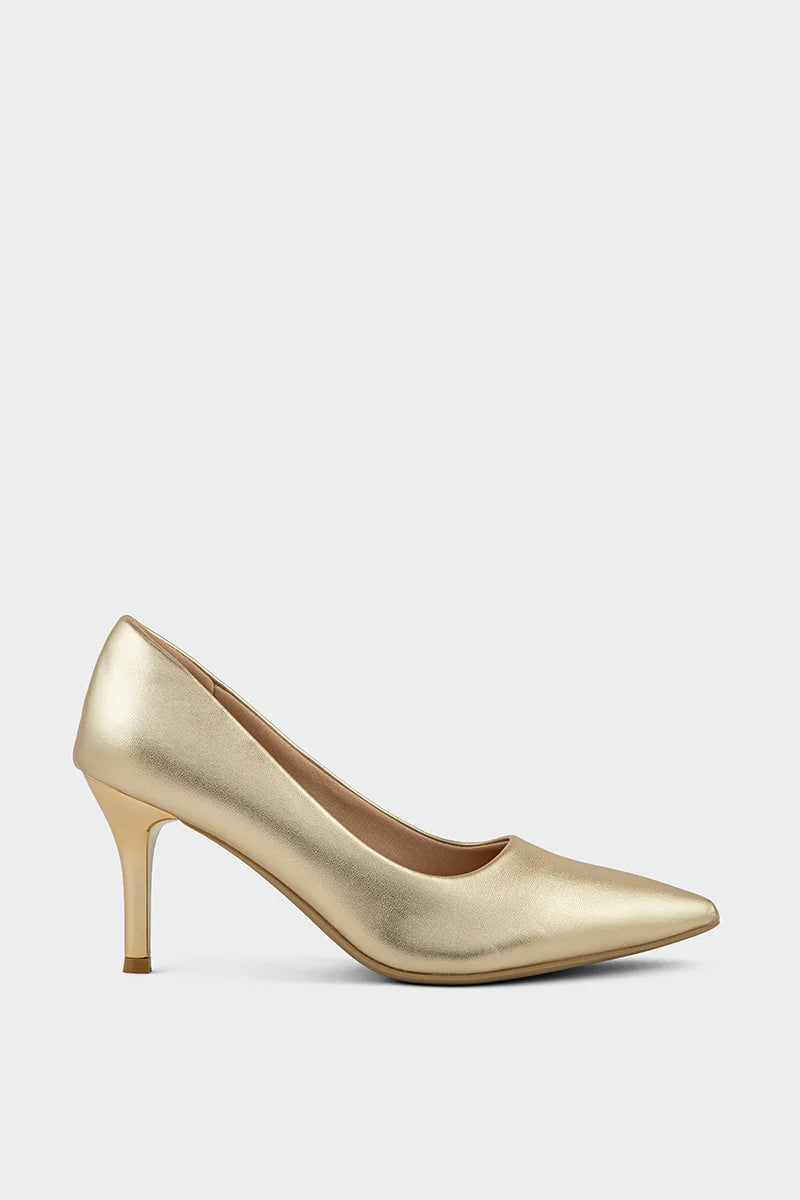 Women Gold Court Shoes | Party Wear Elegant Heels | ShehniStyle