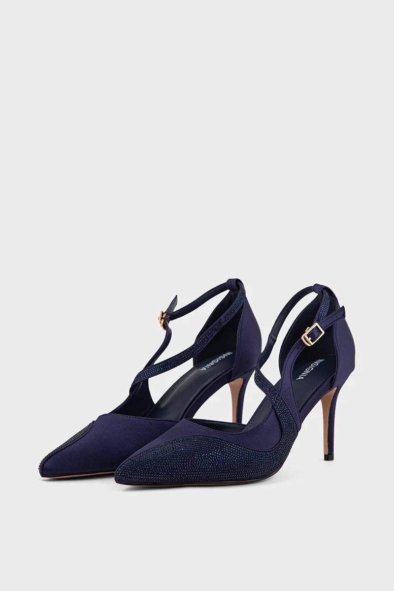 Women Navy Blue Court Shoes | Stylish Party Wear Heels | ShehniStyle