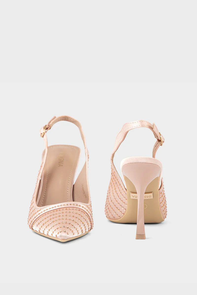 Women Tea Pink Sling Back Heels | Stylish Party Wear Shoes | ShehniStyle