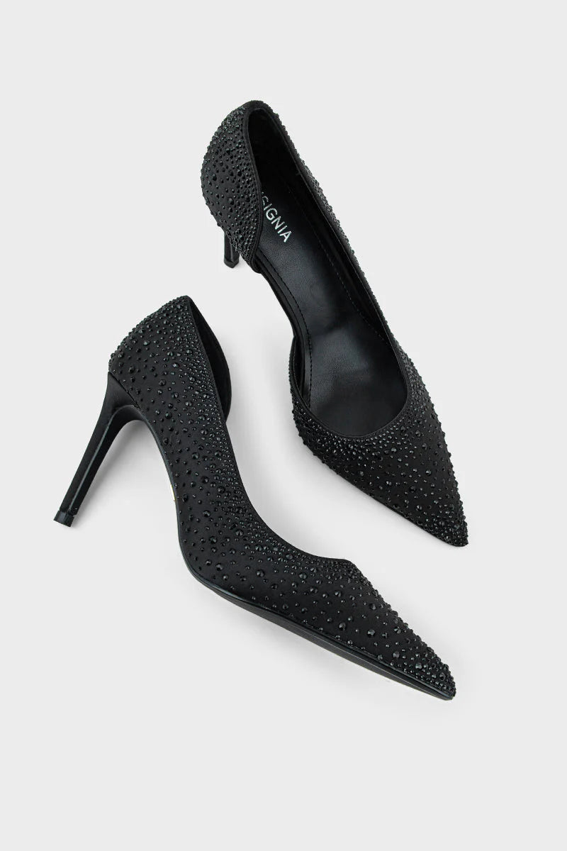 Women Black Court Shoes | Stylish Party Wear Heels | ShehniStyle