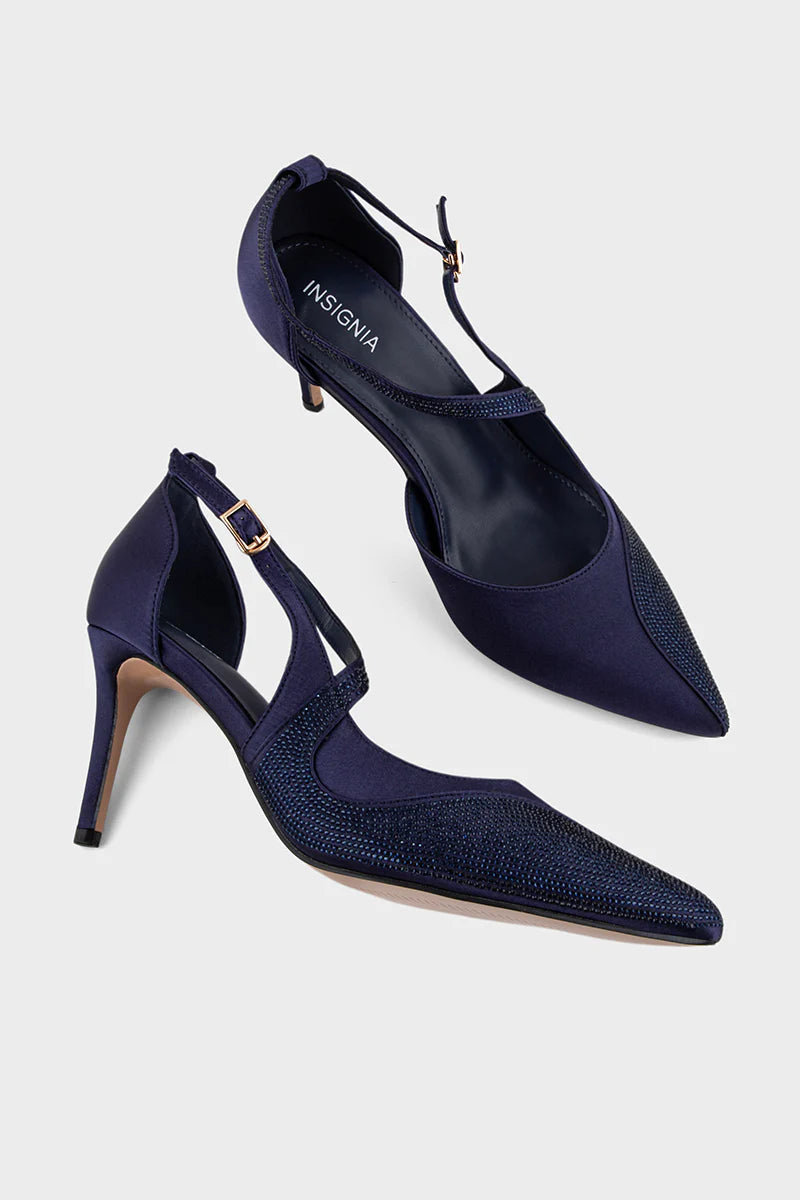 Women Navy Blue Court Shoes | Stylish Party Wear Heels | ShehniStyle