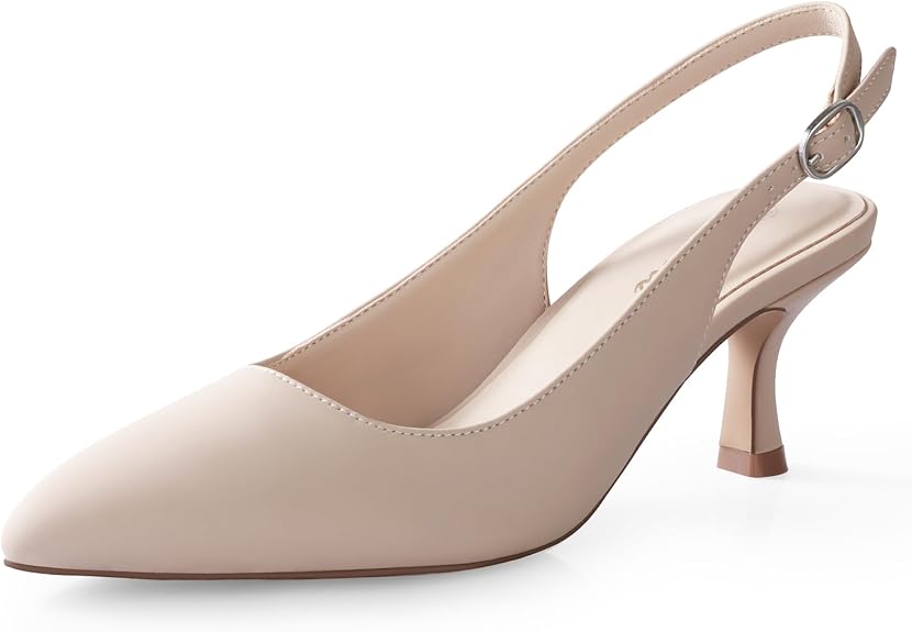 Slingback Kitten Heels for Women in Pakistan | Closed Pointed Toe Low Heel Pumps | ShehniStyle