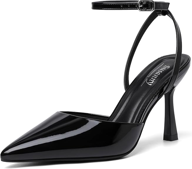 Susanny Heels for Women Stiletto Closed Pointed Toe Backless Dress Shoes High Heels Sexy Kitten Pumps Wedding Guest Party Dance Prom Dressy Comfort Shoes