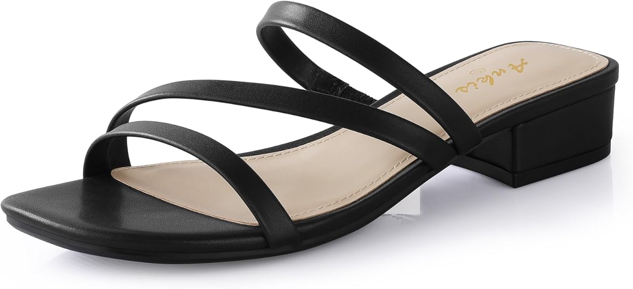 Women Strappy Block Heel Sandals | Low Heel Square Toe Slides | ShehniStyle