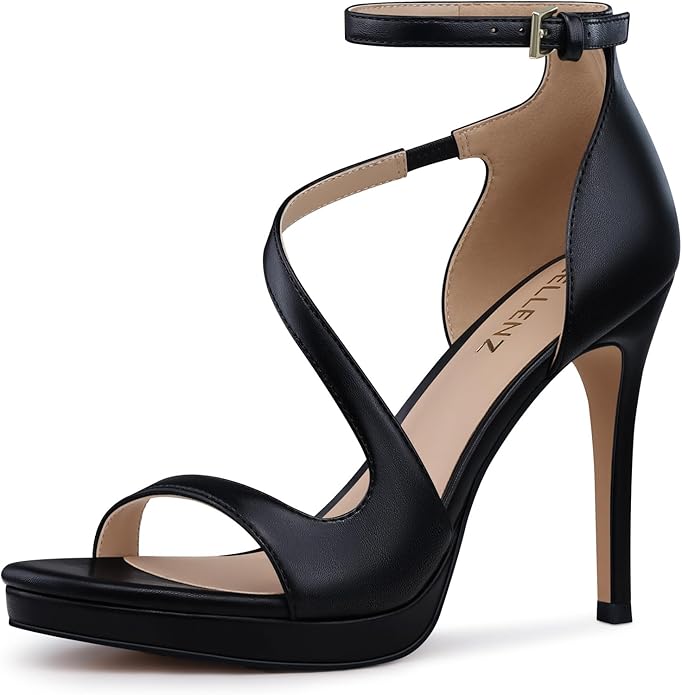 CELLENZ Stiletto Women High Heels 4.3 Inch | Peep Toe Platform Party Wedding Heels | Comfortable Strappy Sandals Black White Silver Gold | ShehniStyle