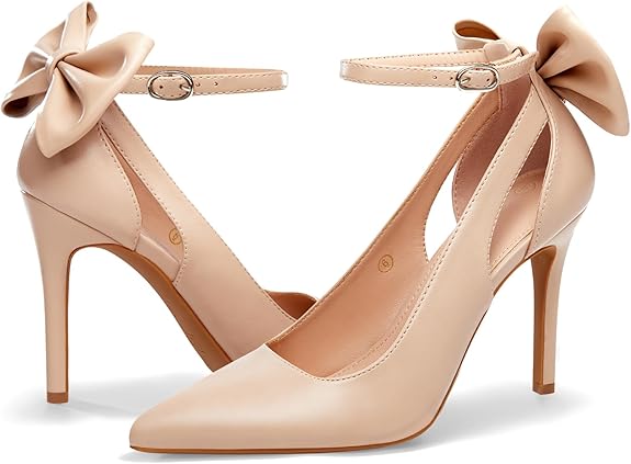 PiePieBuy Women Pointed Toe High Heels | Ankle Strap D’Orsay Pumps Bow Design Wedding Dress Sandals | Elegant Party Wear Shoes in Pakistan | ShehniStyle