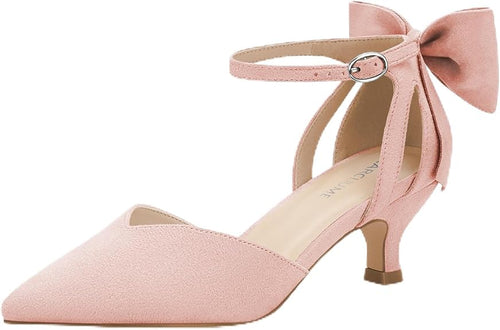 Carcuume Women’s Kitten Heels with Bow | Closed Toe Ankle Strap Wedding Pump Sandals | Elegant Party & Formal Shoes in Pakistan | ShehniStyle