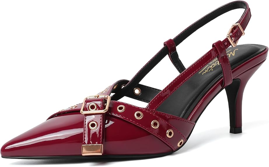 Mostrin Kitten Mules Heels for Women | Pointed Closed Toe Slip-On Vintage Dressy Pumps | Elegant Low Stiletto Heel Shoes in Pakistan | ShehniStyle