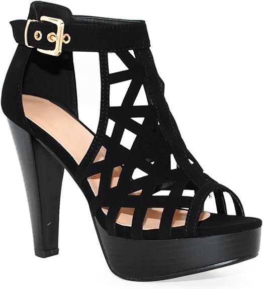 Open Toe Ankle Strap Sandal | Western Bootie Stacked Heel Cutout Shoes | Stylish Women Block Heel Sandals in Pakistan | ShehniStyle