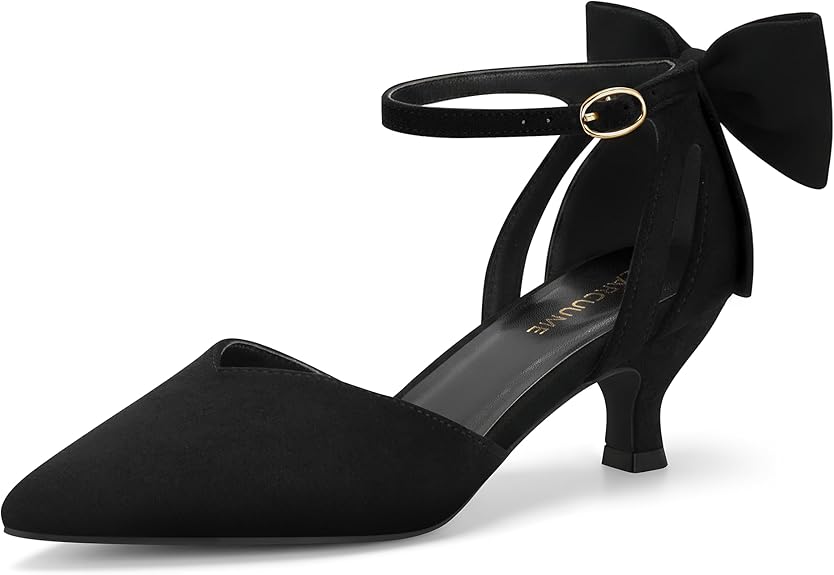 Carcuume Women’s Kitten Heels with Bow | Closed Toe Ankle Strap Wedding Pump Sandals | Elegant Party & Formal Shoes in Pakistan | ShehniStyle