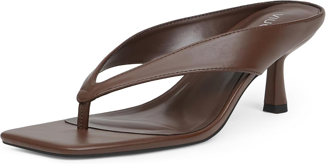 VIUGJNEX Women’s Kitten Heels Flip Flops Slip On Open Toe Low Heels Thong Square Slide Summer Fashion Party Heeled Dressy Sandals for Women
