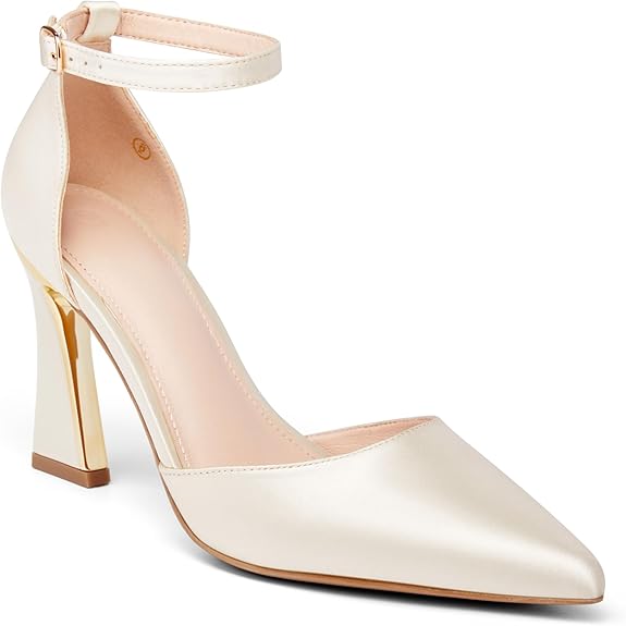 Juliet Holy Women’s Closed Toe Pumps | D’Orsay Heeled Sandals with Buckle Ankle Strap | Elegant Party & Formal Dress Shoes in Pakistan | ShehniStyle