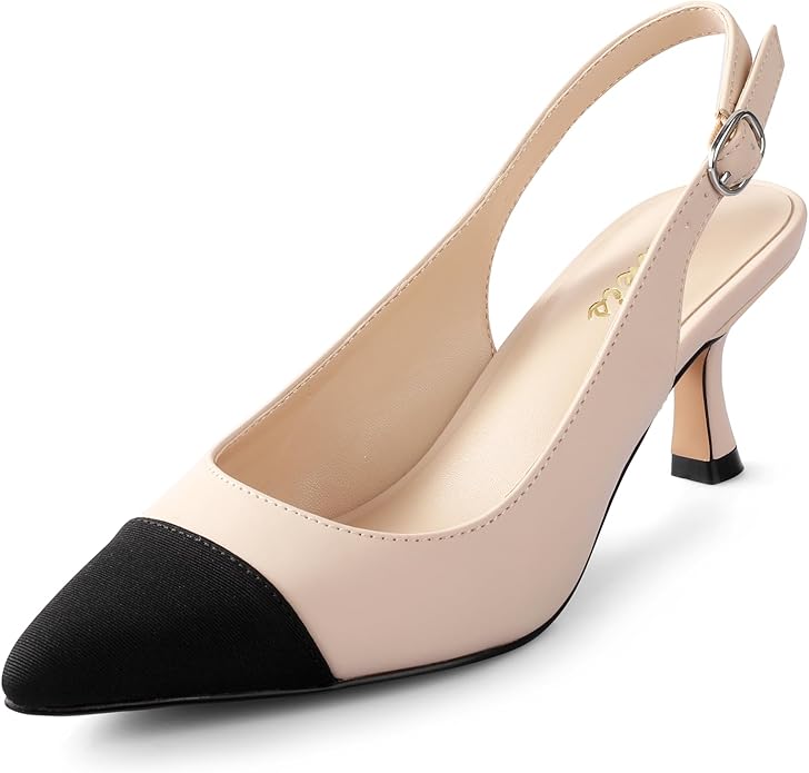 Slingback Kitten Heels for Women in Pakistan | Closed Pointed Toe Low Heel Pumps | ShehniStyle