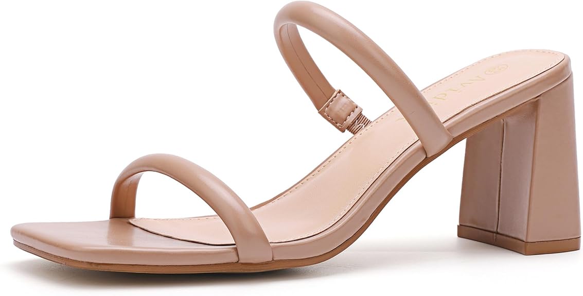 Avidirk Women Square Open Toe Heeled Sandals | Two Strap Block Chunky Mid Heel Mules | Slip-On Stylish Sandals for Women in Pakistan | ShehniStyle