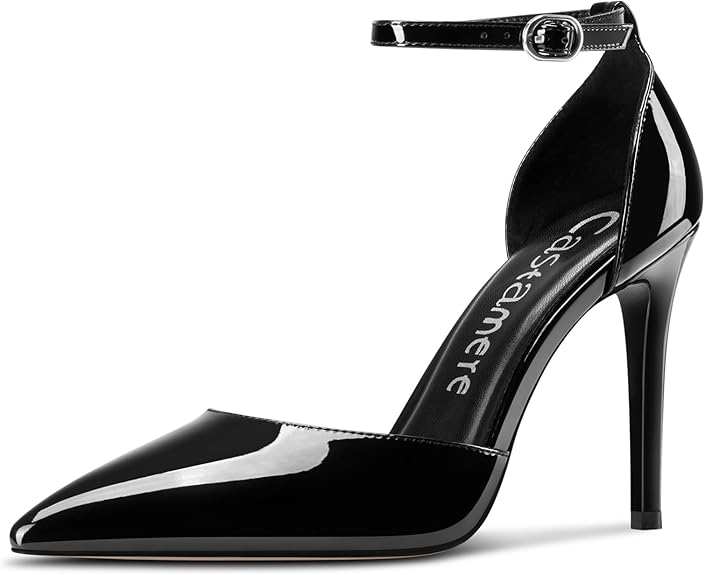 Castamere Womens Stiletto High Heel Pointed Toe Pumps Ankle Strap Two-Piece Prom Dress 3.9 Inches Heels