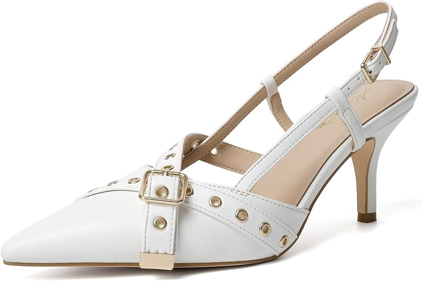 Mostrin Kitten Mules Heels for Women | Pointed Closed Toe Slip-On Vintage Dressy Pumps | Elegant Low Stiletto Heel Shoes in Pakistan | ShehniStyle