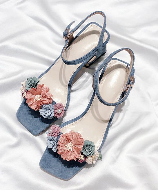 Women Apricot Floral Chunky Heel Sandals | Peep Toe Party Wear | ShehniStyle
