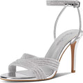 Women’s Rhinestone High Heel Sandals | Sparkly Stiletto Ankle Strap Round Open Toe Dressy Wedding Shoes | Party Wear Heels in Pakistan | ShehniStyle