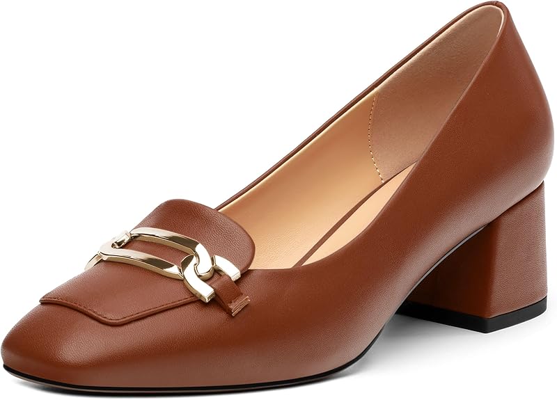 Low Chunky Block Heel Pumps for Women in Pakistan | Square Toe Comfortable Work Shoes | ShehniStyle