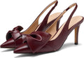 Women’s Slingback Heels with Bow | Pointed Toe Pumps 3.3” High Heel Elastic Strap Dress Shoes | Elegant Evening Wear Sandals in Pakistan | ShehniStyle