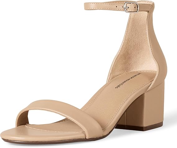 Amazon Essentials Women’s Two Strap Ankle Strap Block Heel Sandals | Comfortable Mid Heel Dress Sandals | Stylish Women Shoes in Pakistan | ShehniStyle